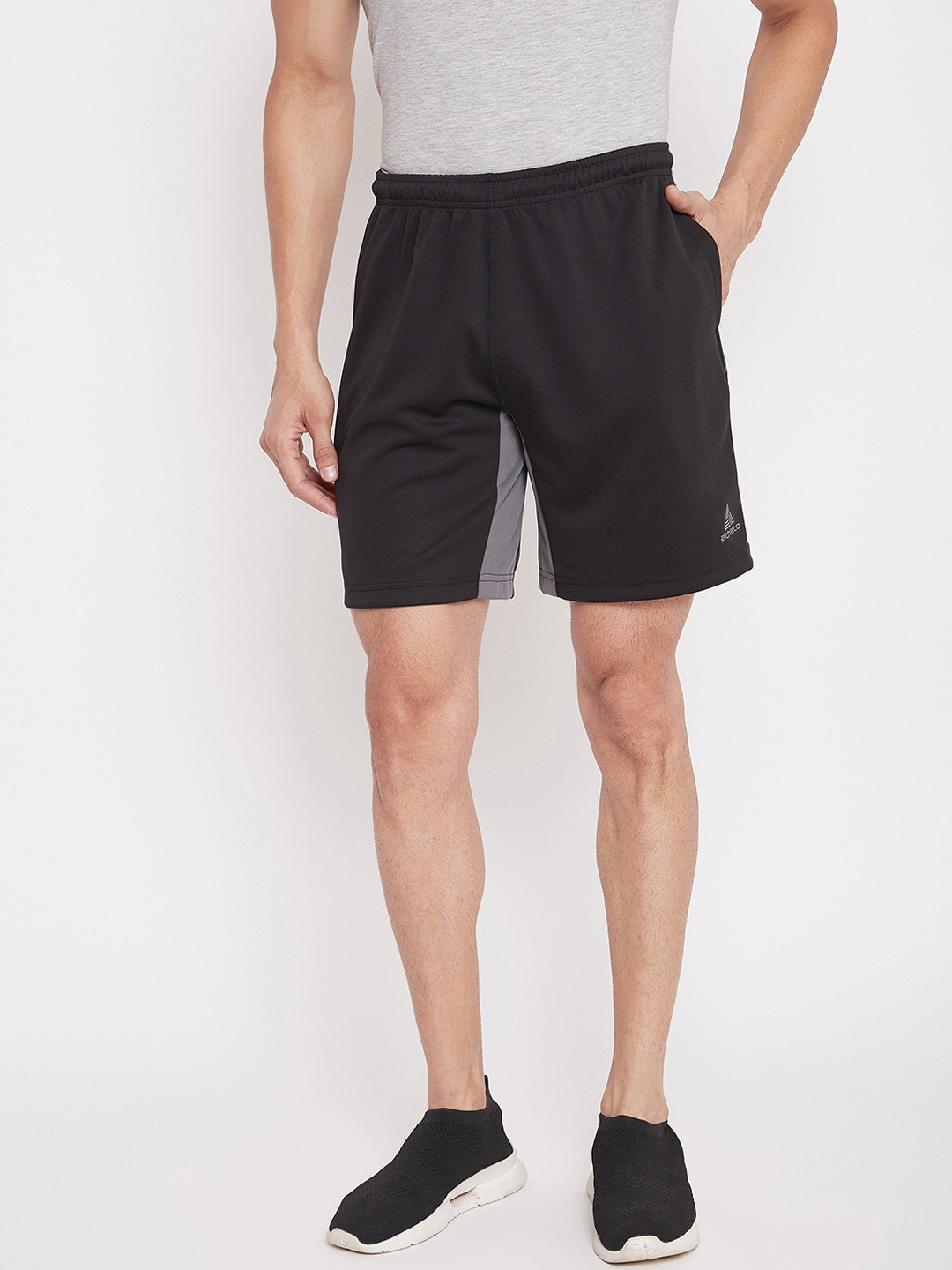 ATHLISIS Men Black Colourblocked Sports Shorts