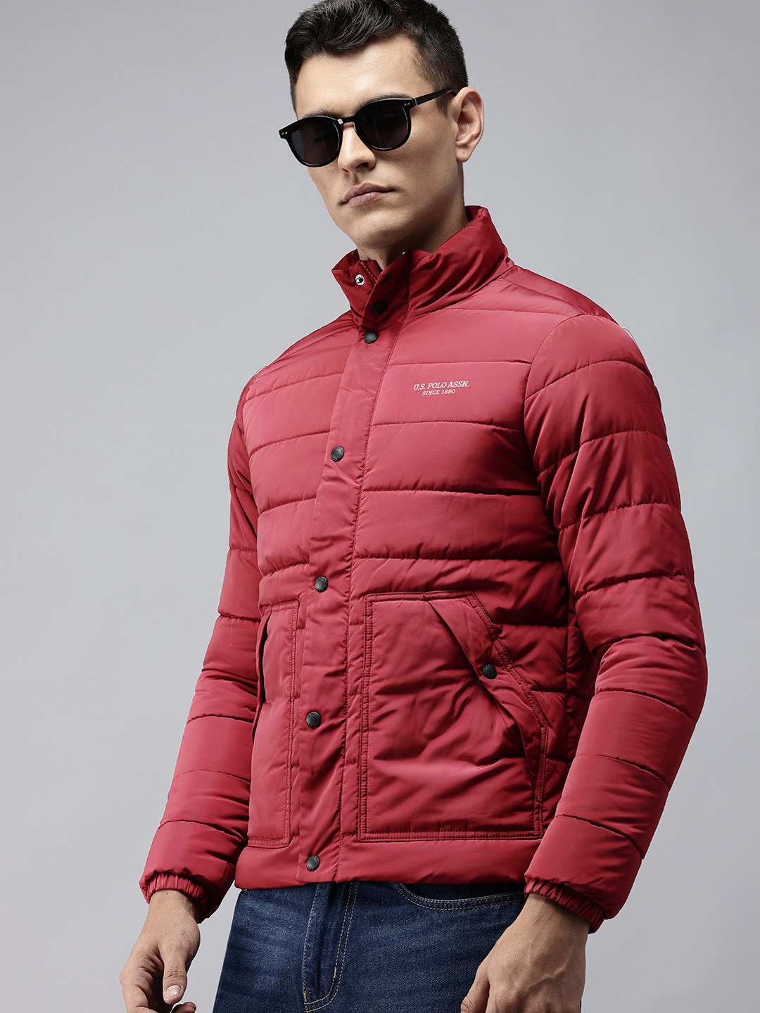 U.S. Polo Assn. Mock Collar Horizontal Quilted Puffer jacket