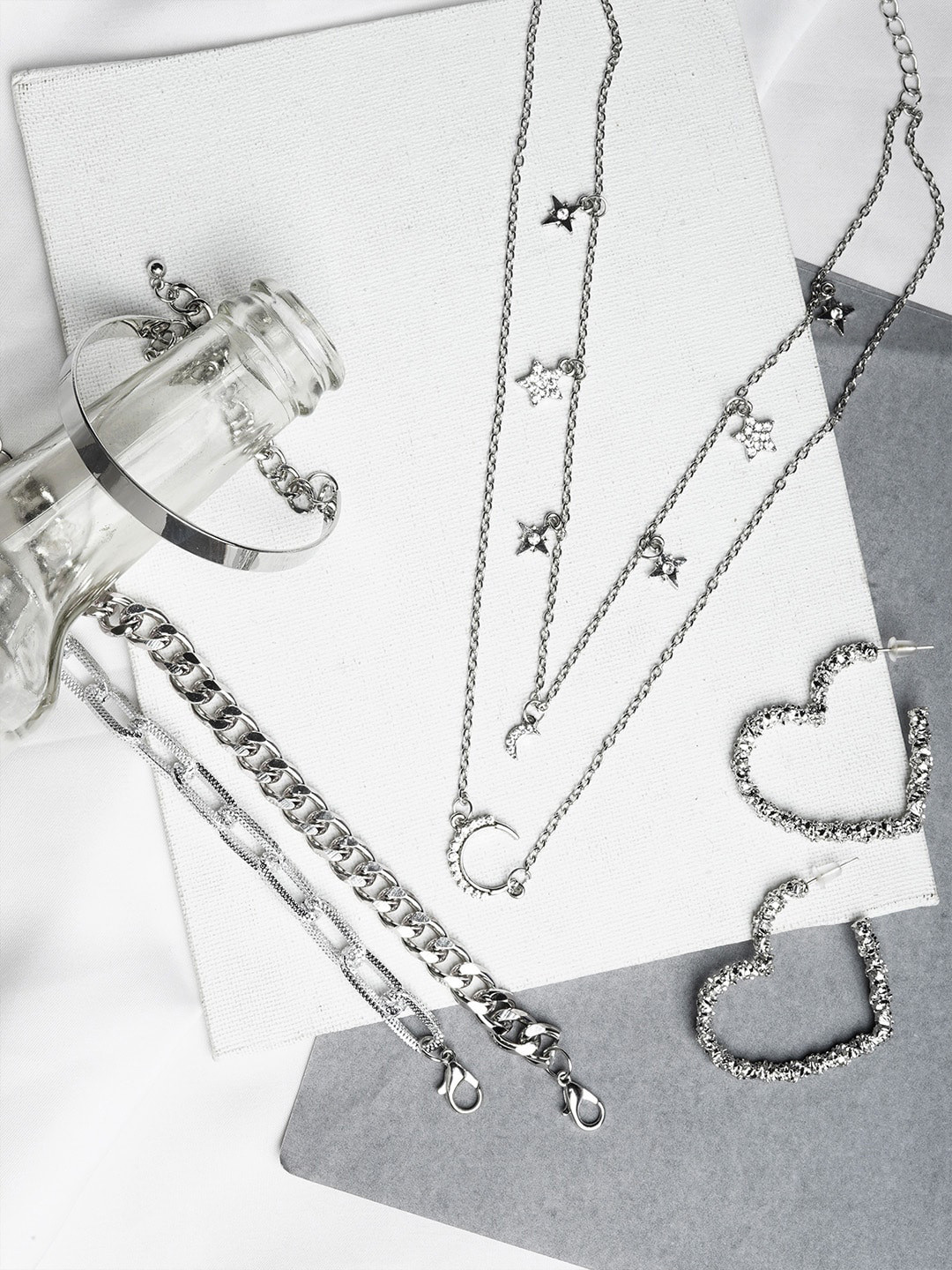 JOKER & WITCH Silver-Plated Stone Studded Jewelry Set