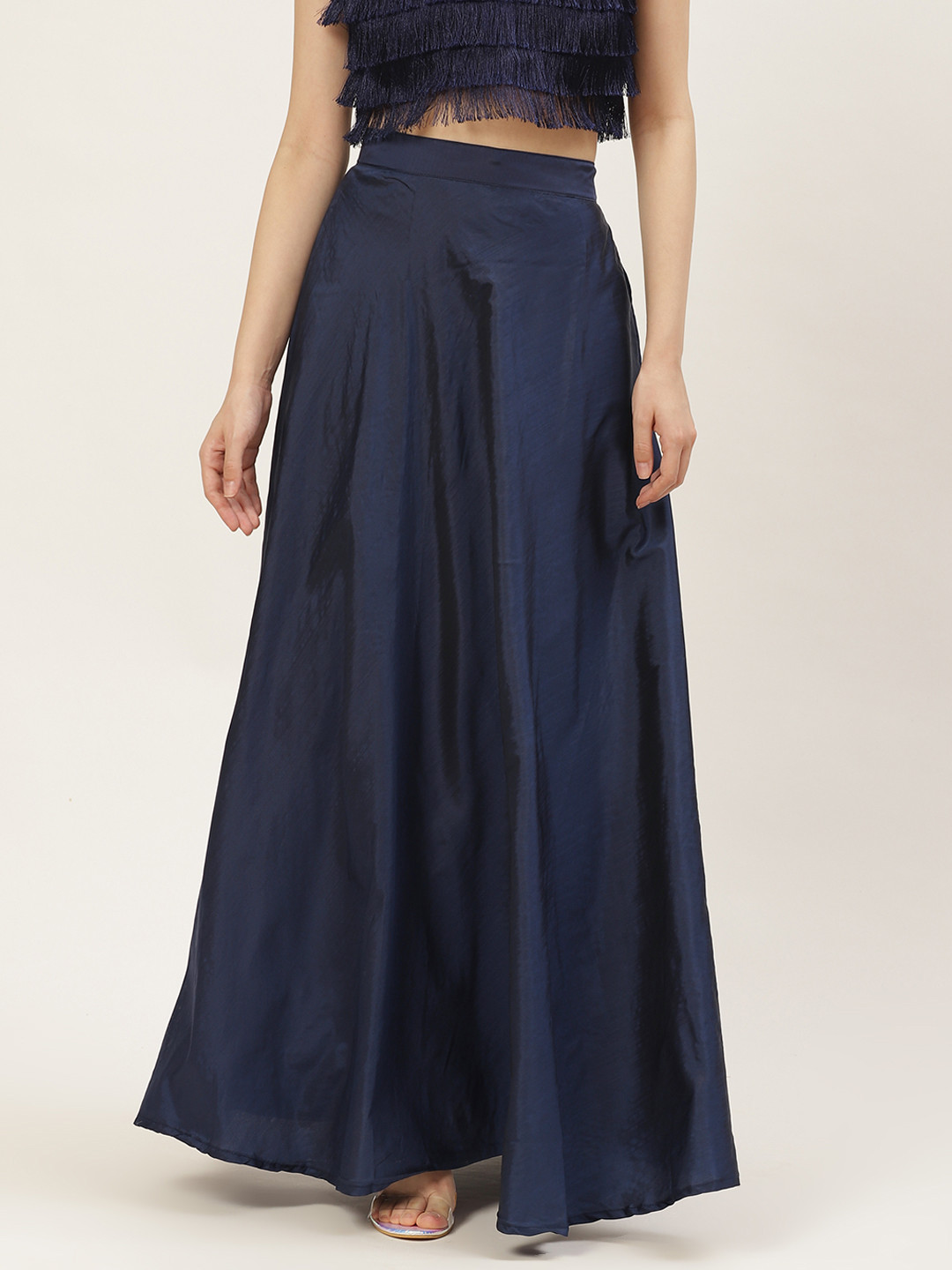 Studio Shringaar Navy Blue Flared Maxi Skirt