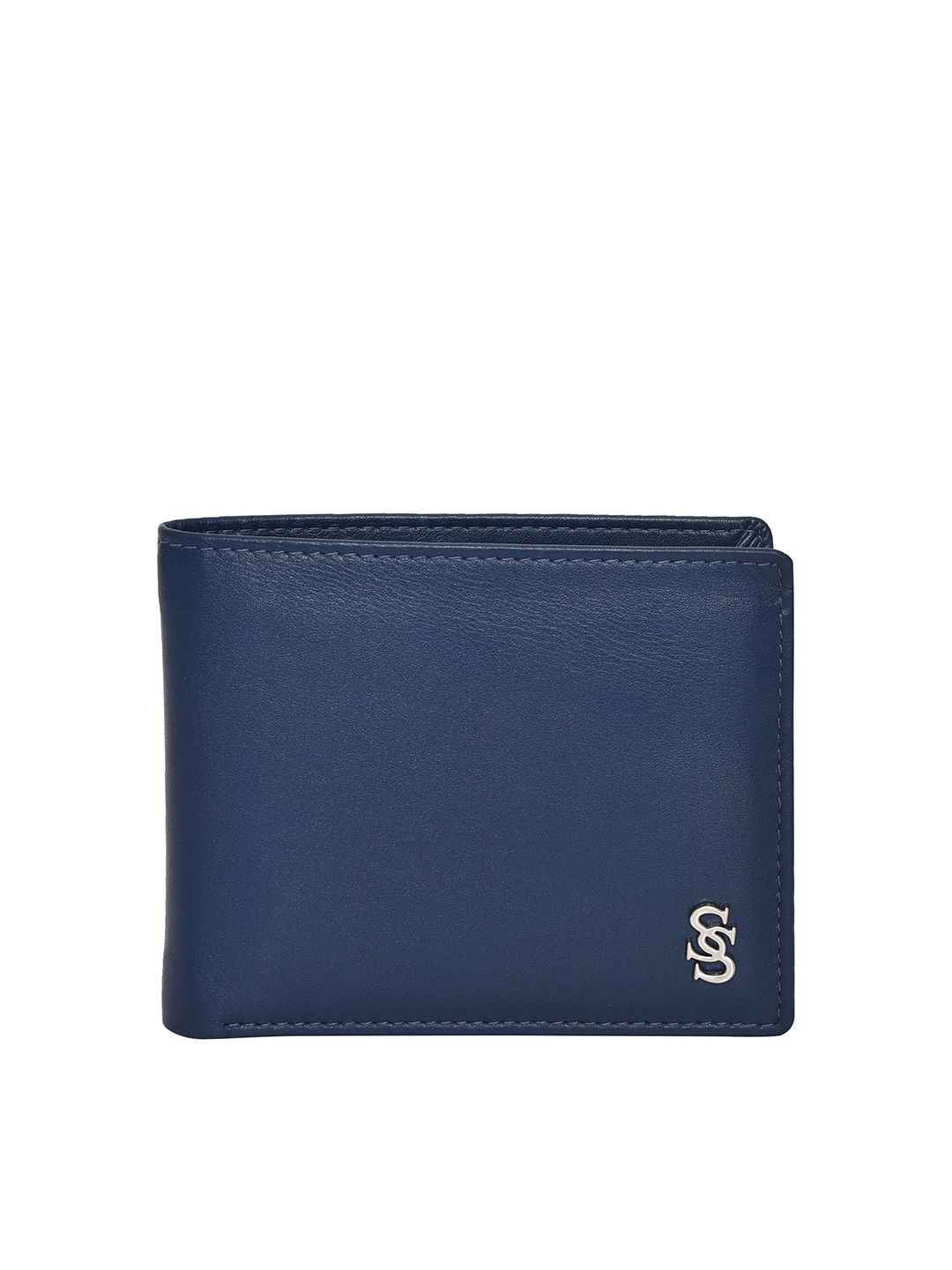 Second SKIN Men Blue Textured Leather Two Fold Wallet