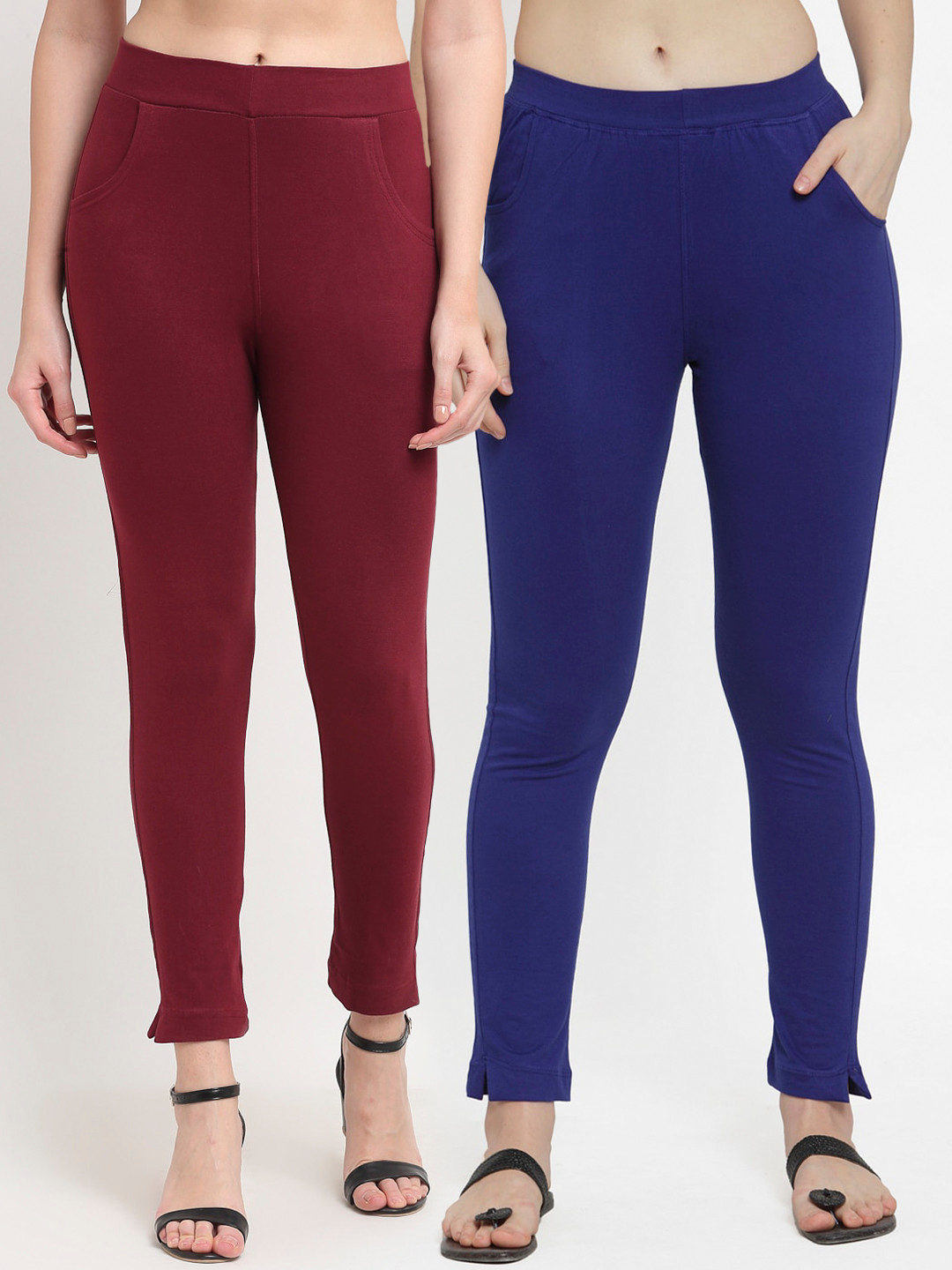 TAG 7 Women Maroon & Blue Pack of 2 Leggings