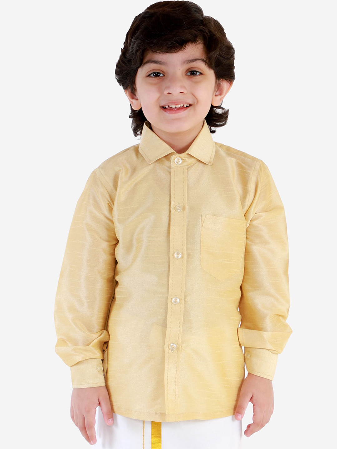 VASTRAMAY Boys Gold-Toned Opaque Ethnic Shirt