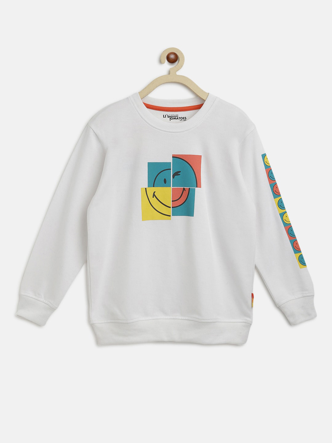 Lil Tomatoes Boys White Printed Sweatshirt