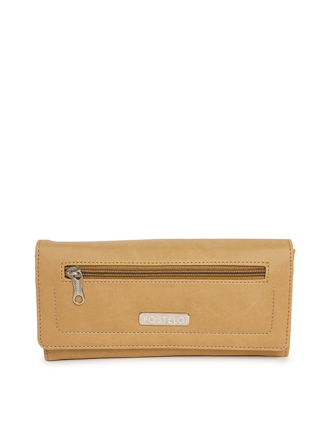 Fostelo Beige & Beige Foldover Clutch