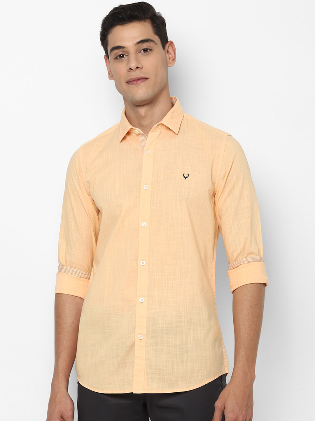 Allen Solly Men Orange Slim Fit Opaque Casual Shirt