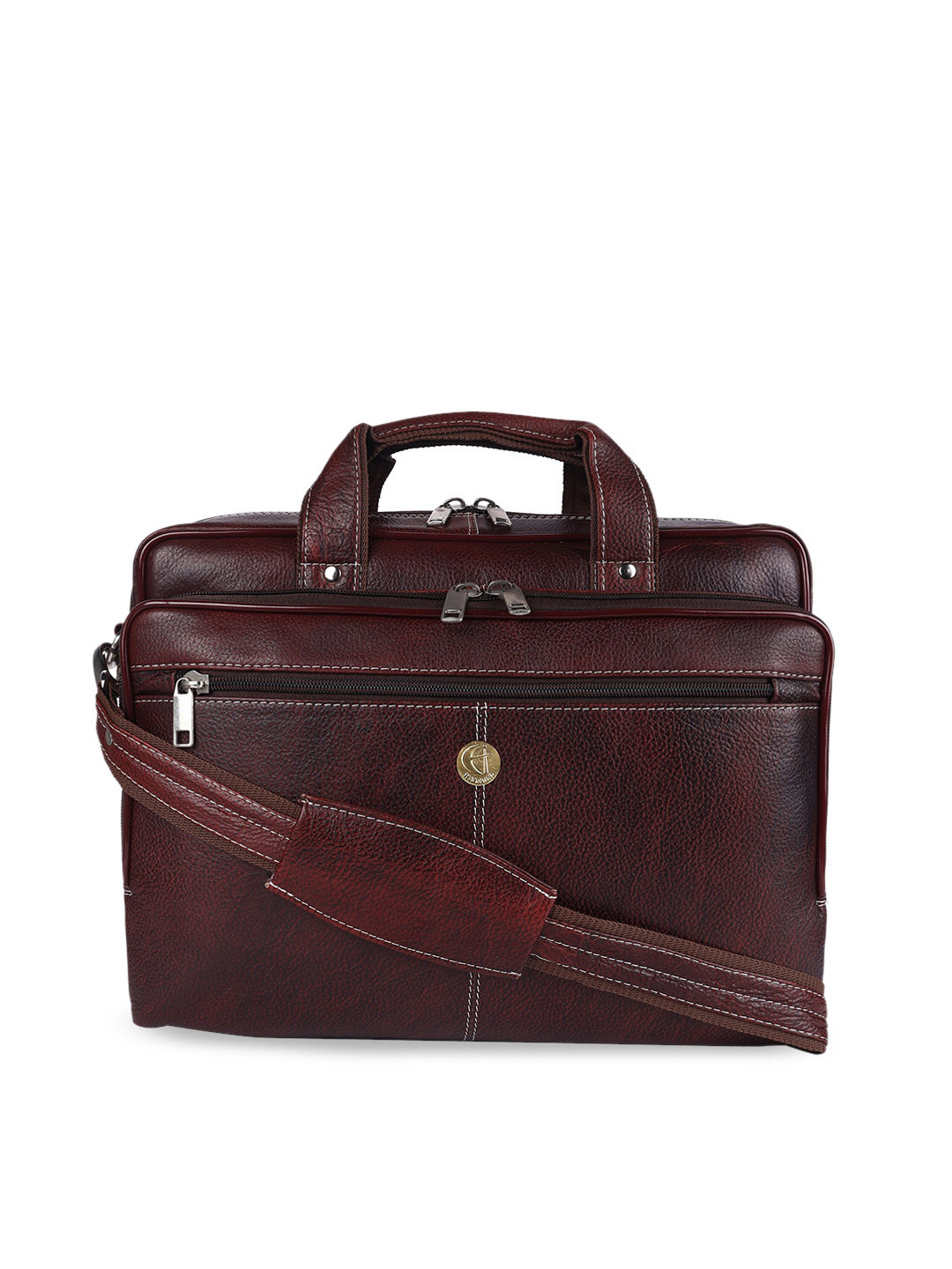 HiLEDER Unisex Brown Leather 15 inch Laptop Bag