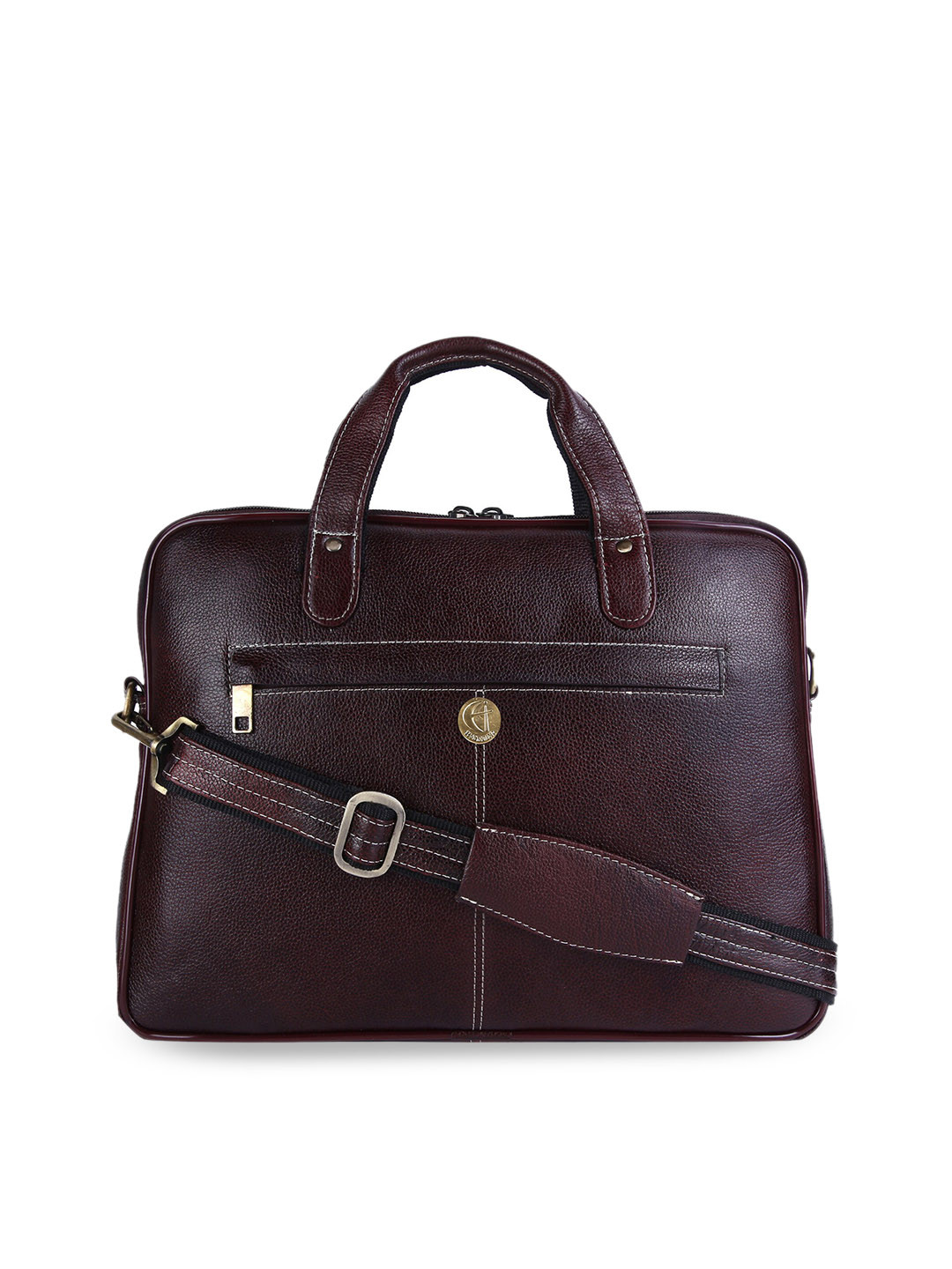 HiLEDER Unisex Brown Leather 15 inch Laptop Bag