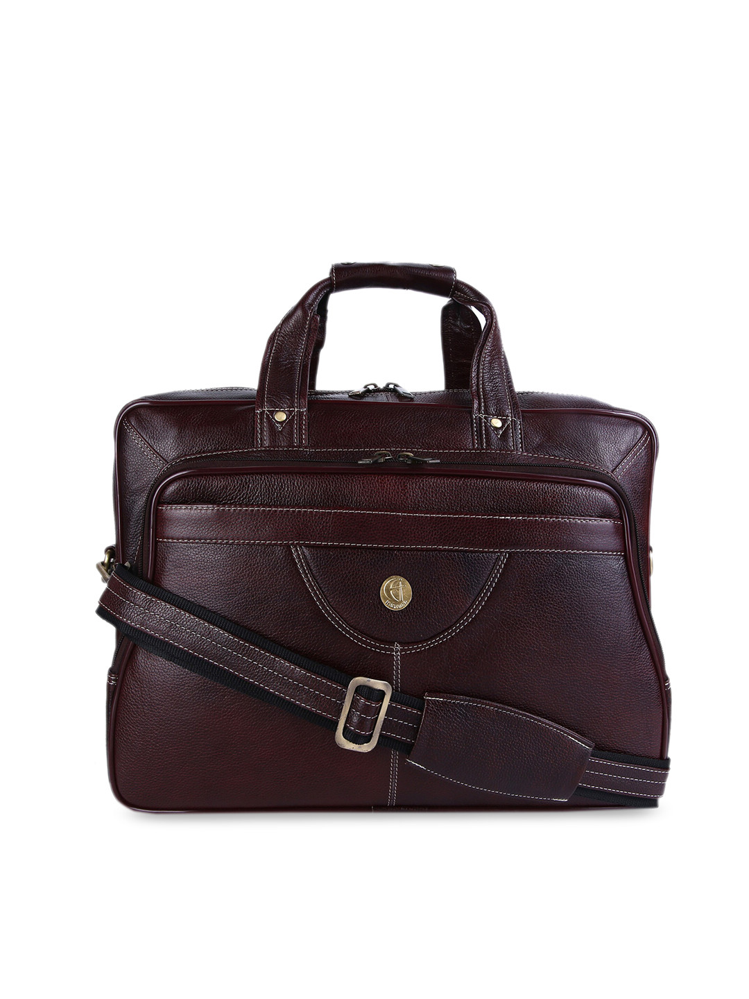 HiLEDER Unisex Brown Leather 15 inch Laptop Bag
