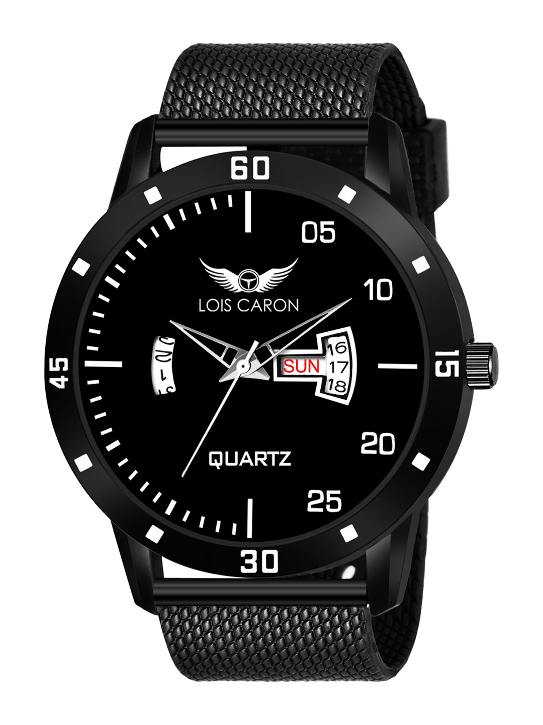 LOIS CARON Men Black Dial & Black Bracelet Style Straps Analogue Watch MLC-8259