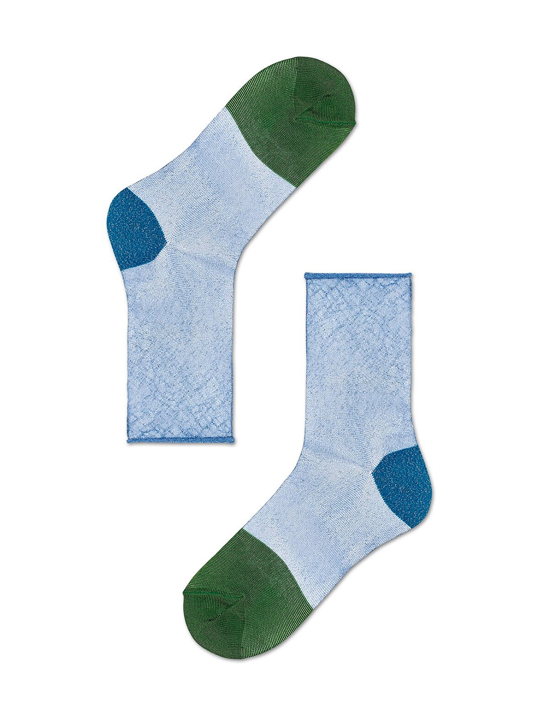 Happy Socks Women Blue   Grey Solid Calf Length Socks