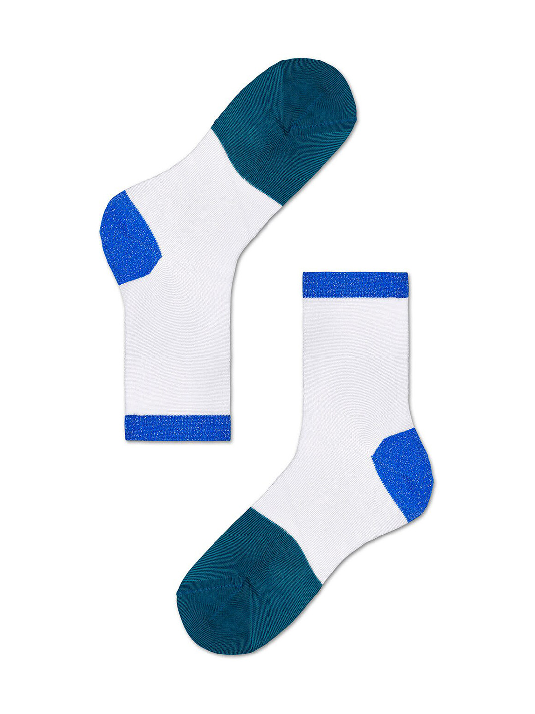 Happy Socks Women White & Blue Patterned Above Ankle-Length Socks