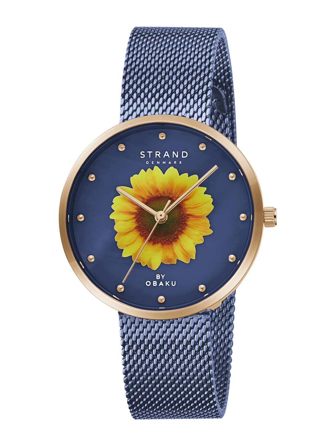 STRAND BY OBAKU Women Blue Brass Printed Dial & Blue Straps Analogue Watch S700LXVLML-DS