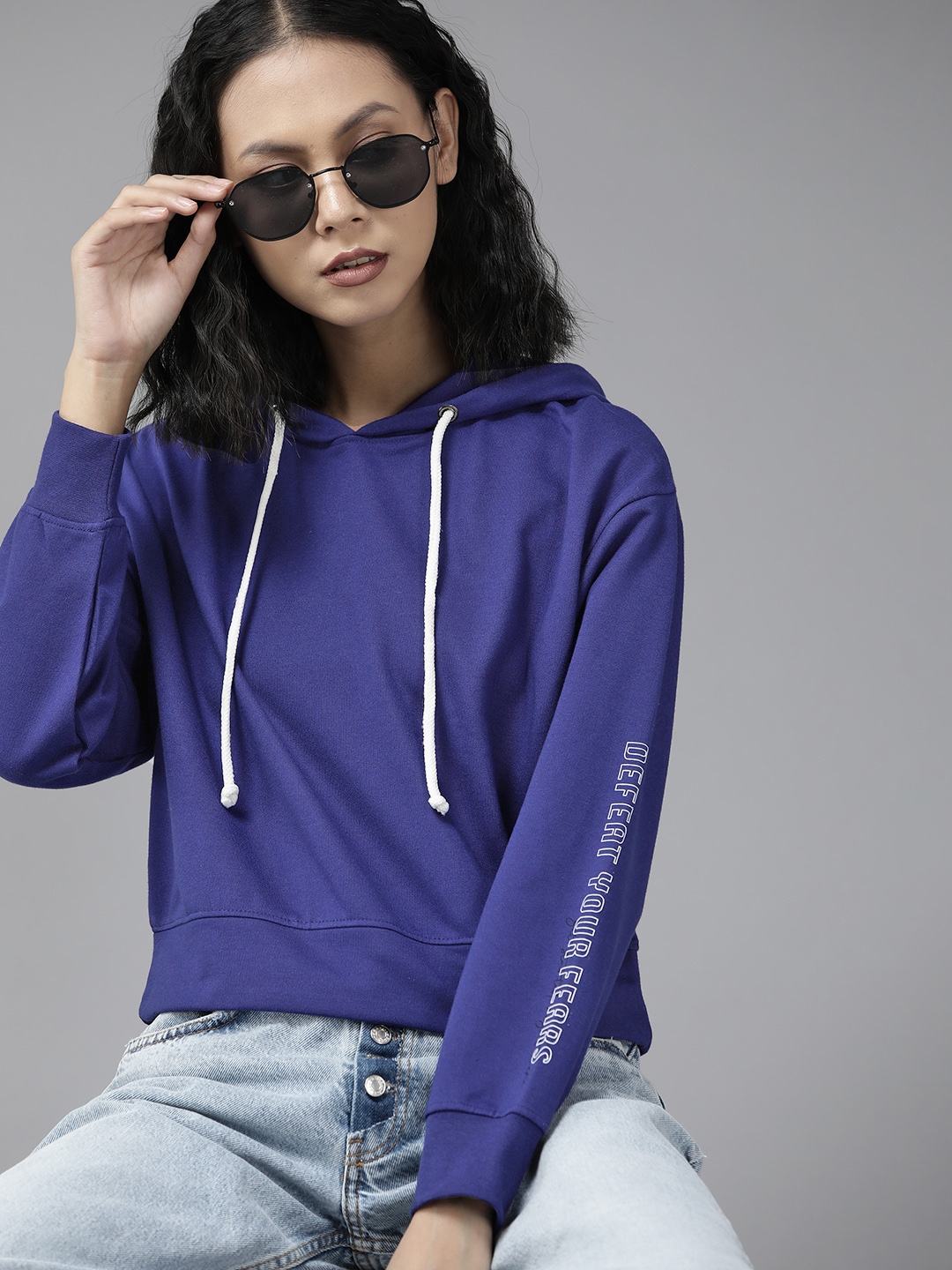 Buy Roadster Women Blue Solid Hooded Sweatshirt Sweatshirts for Women 15158748 Myntra