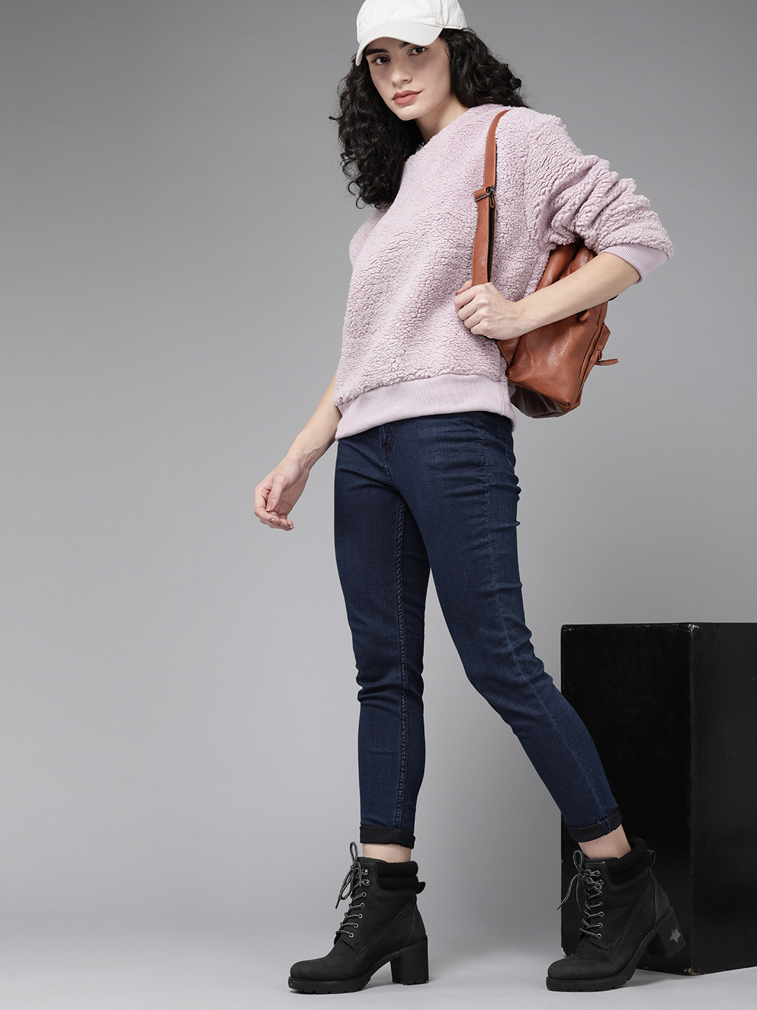 Roadster Women Lavender Faux Fur Sweatshirt