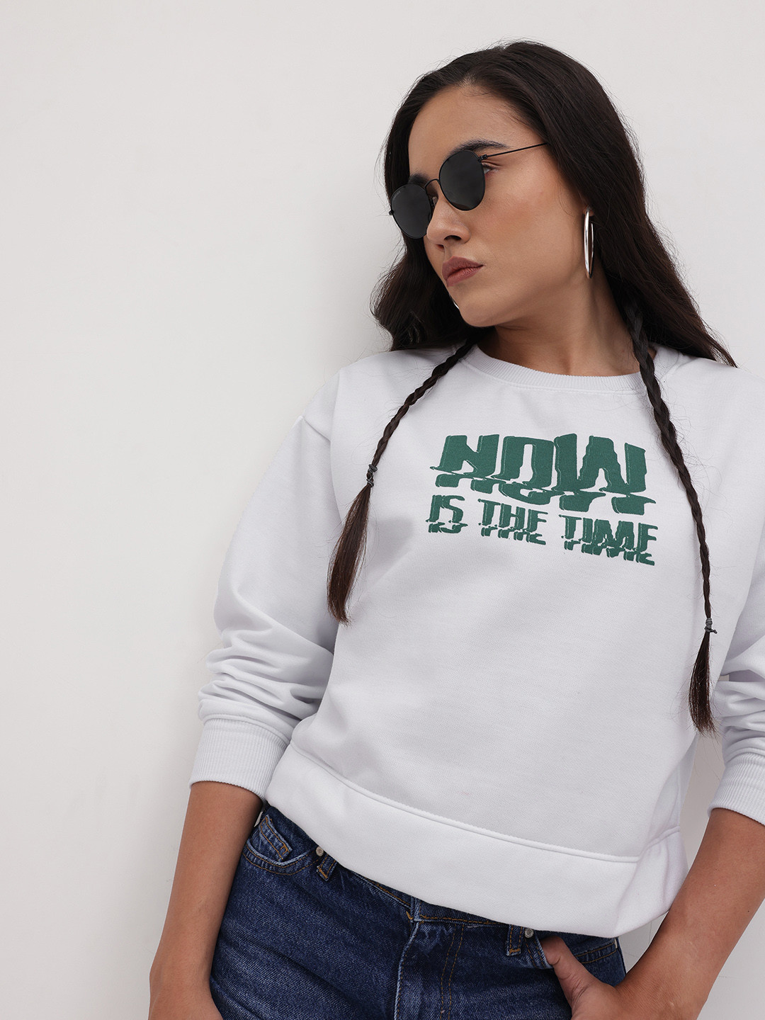 The Roadster Life Co. Typography Printed Drop-Shoulder Sweatshirt