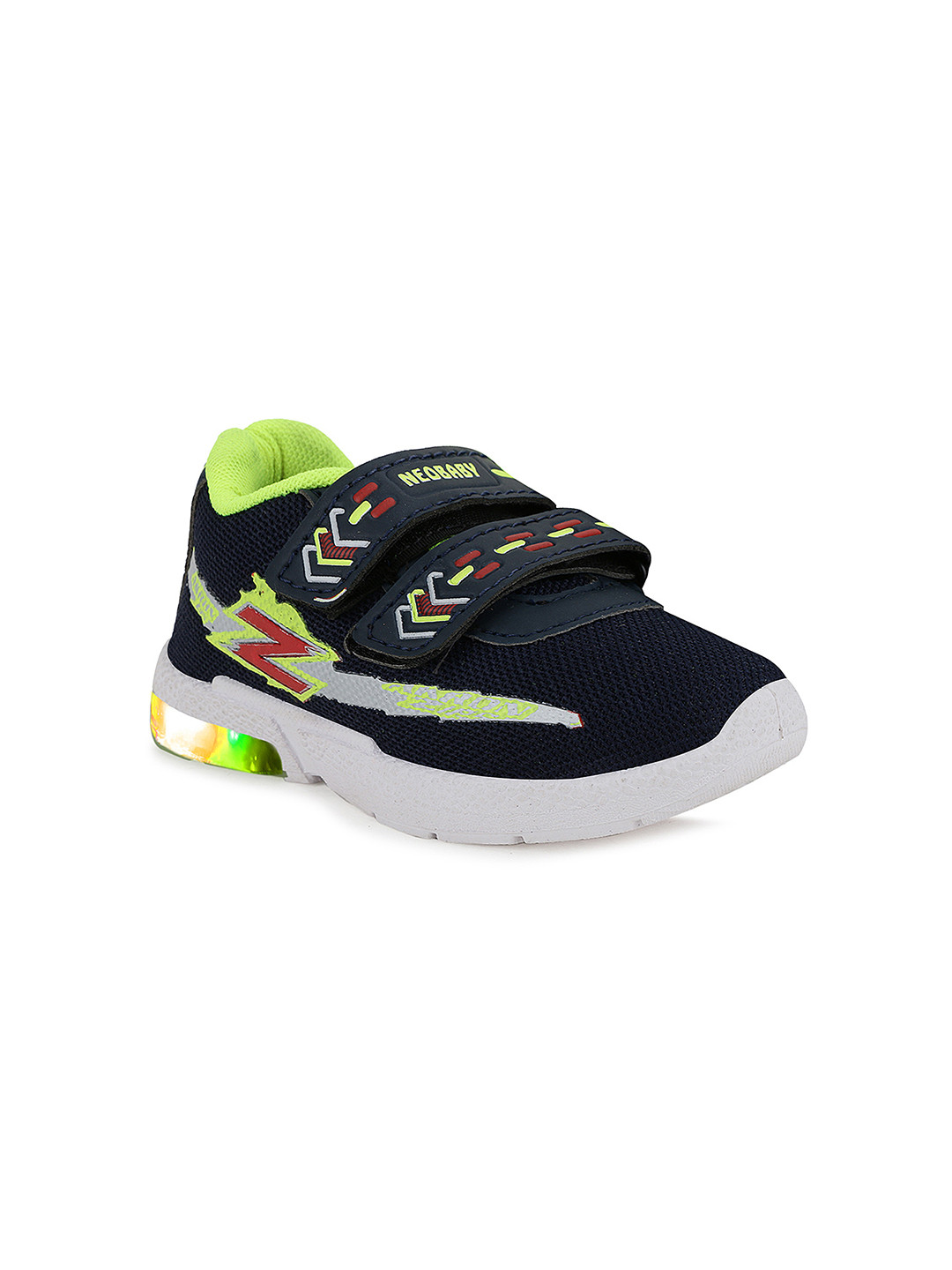 NEOBABY Unisex Kids Green Woven Design Slip-On Sneakers