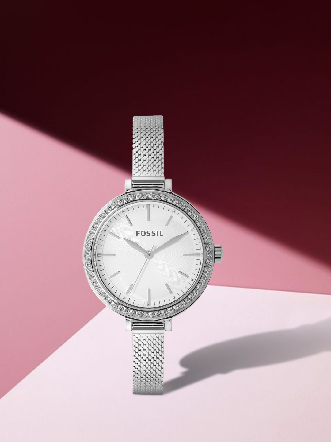 Fossil Women White Dial & Silver Toned Straps Classic Minute Analogue Watch BQ3455