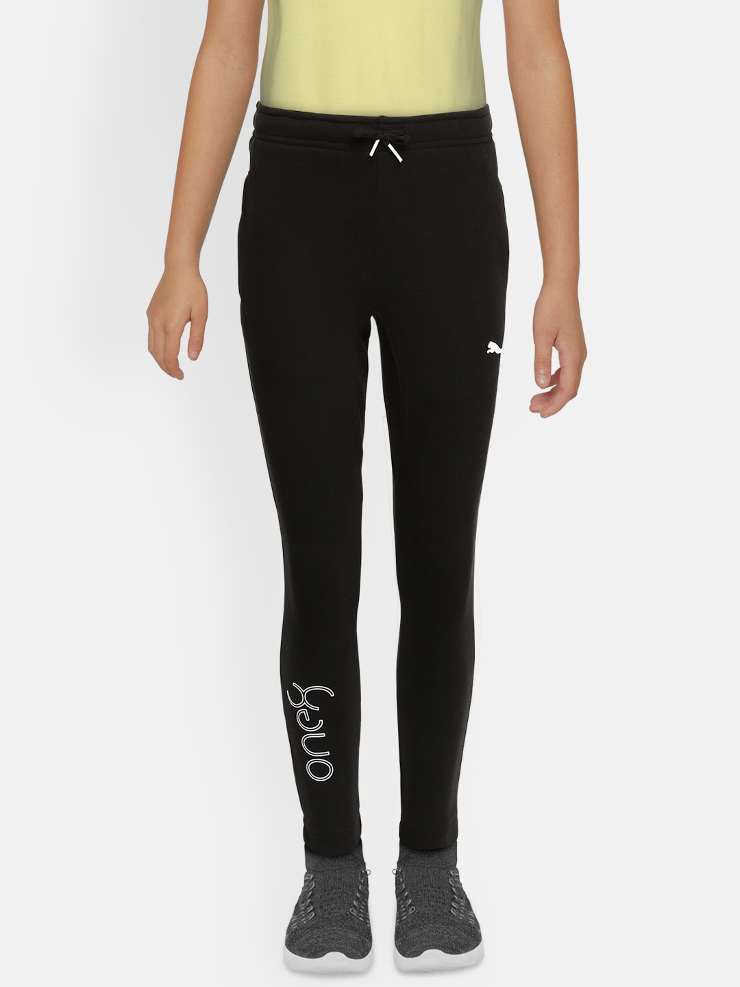 Puma Boys Black one8 Virat Kohli Logo Solid Regular Fit Track Pants