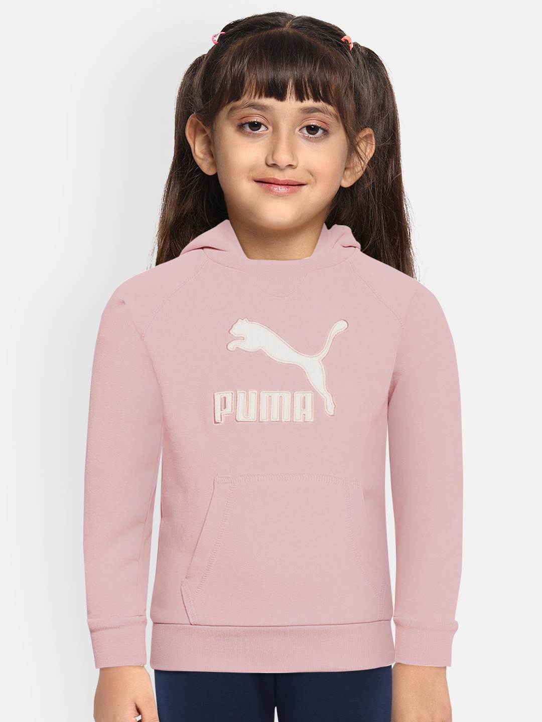 Puma Kids Pink T4C Hooded Regular Fit Pure Cotton Sweatshirt
