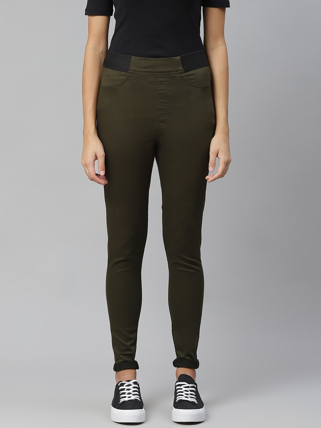 Marks & Spencer Women Green Solid Jeggings