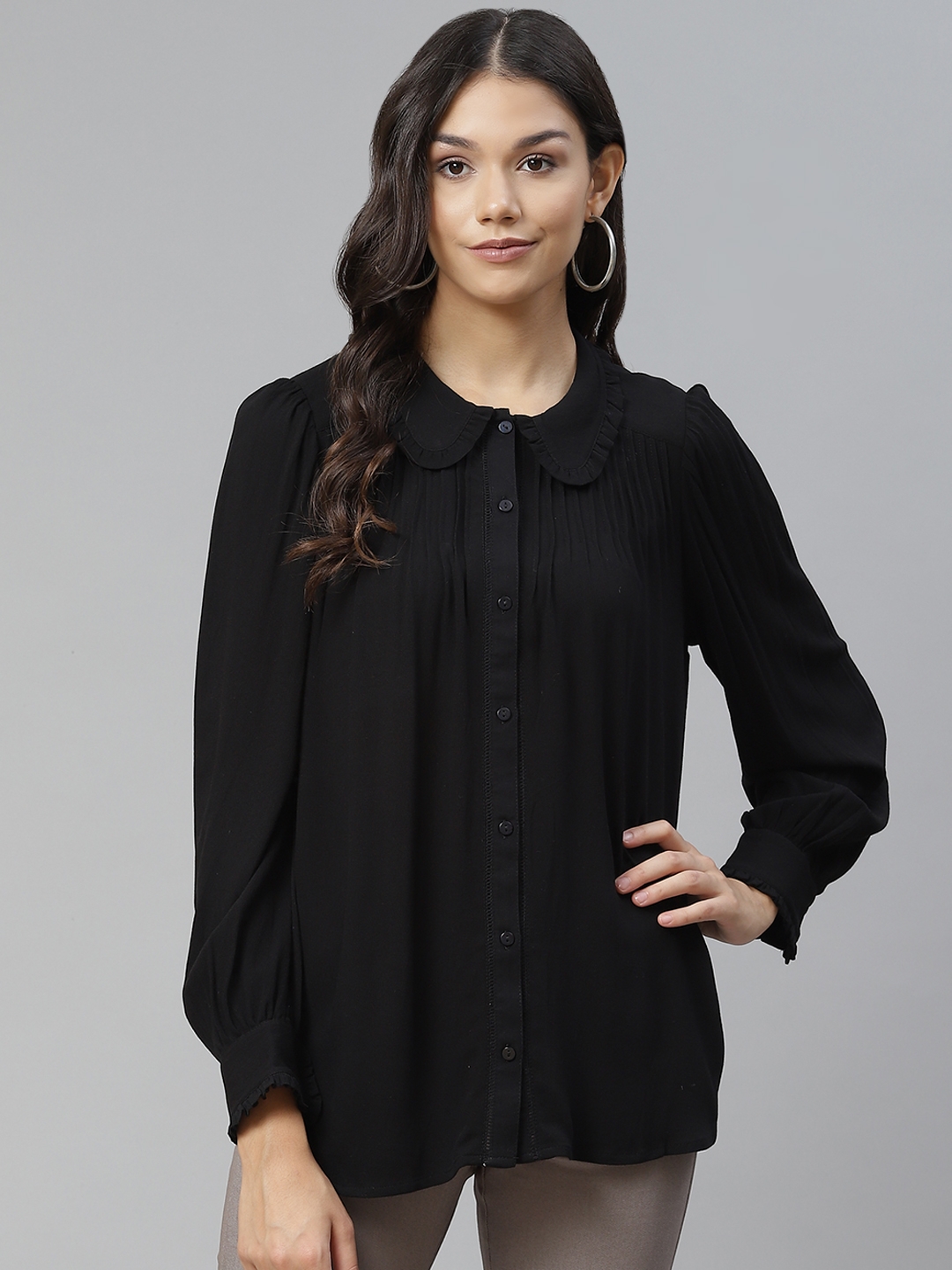 Marks   Spencer Women Black Solid Casual Shirt