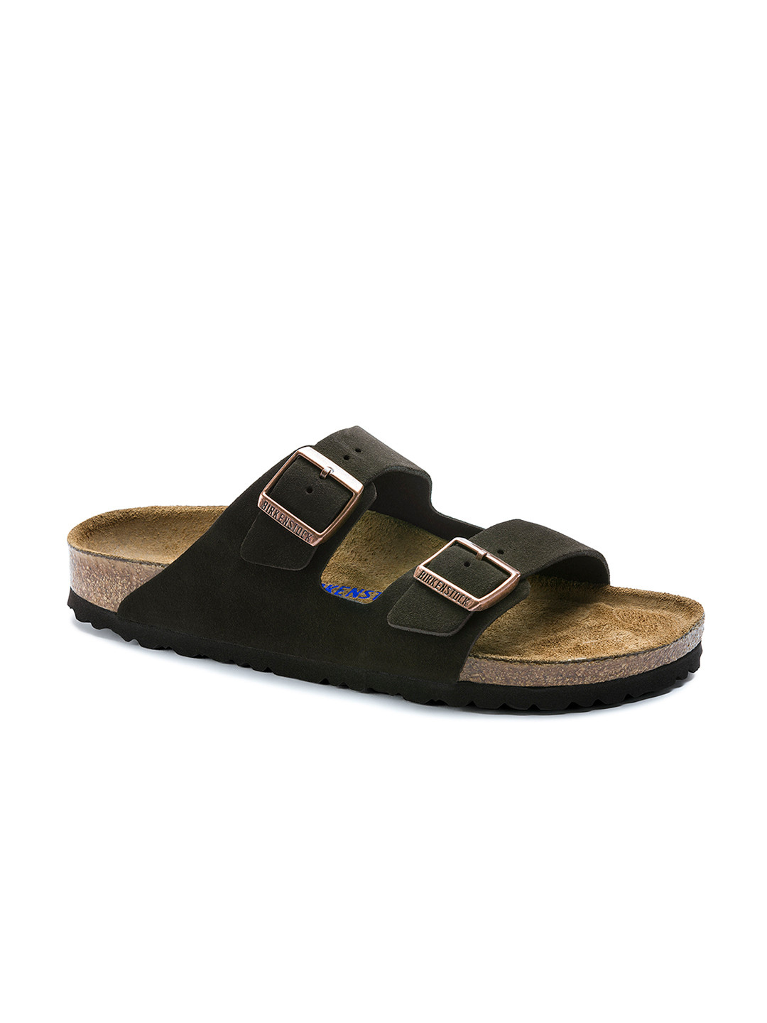 Birkenstock Arizona Soft Footbed Mocha Narrow Width Suede Leather Two-Strap Sandals