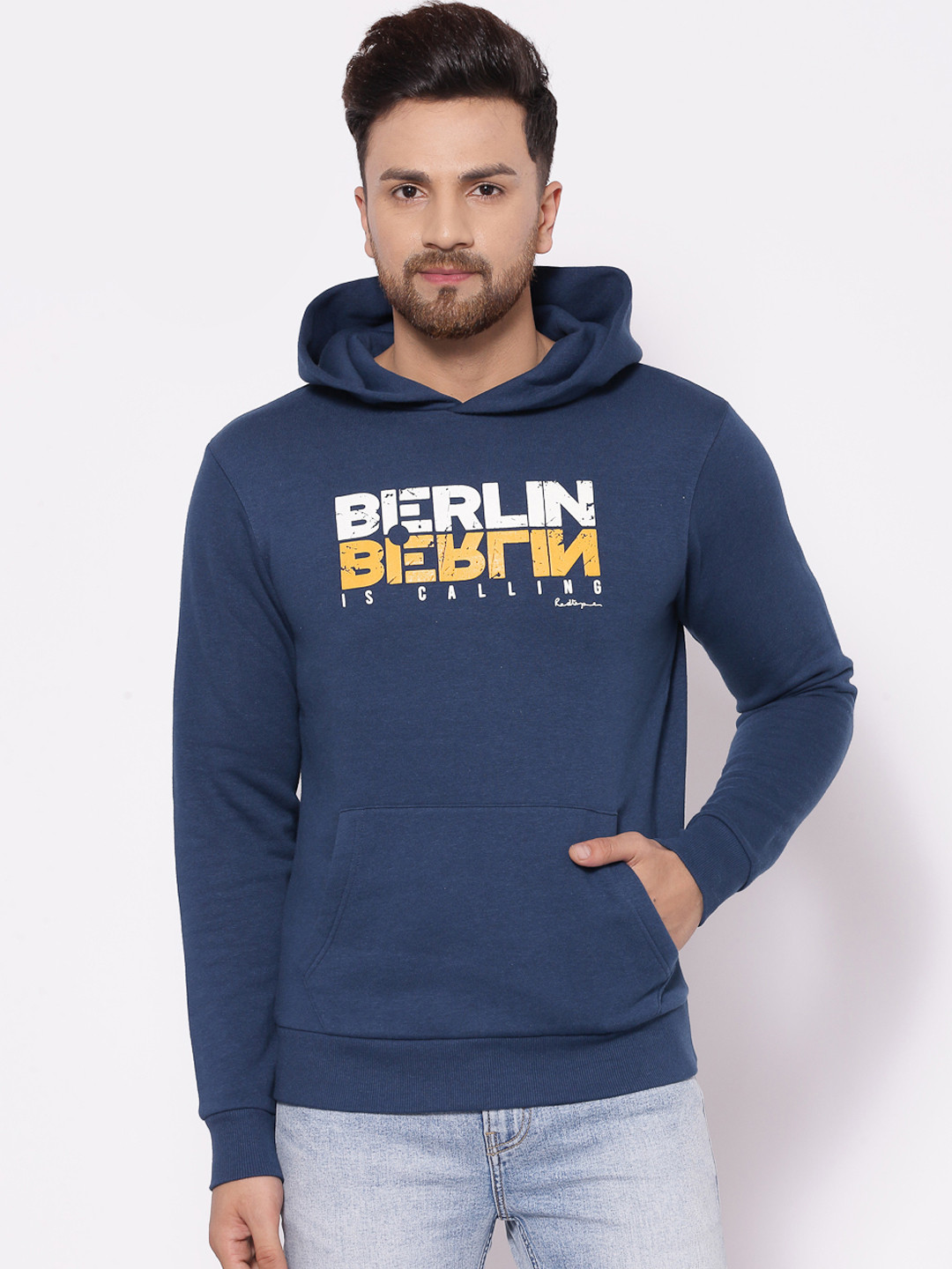 Red Tape Men Teal Printed Hooded Sweatshirt