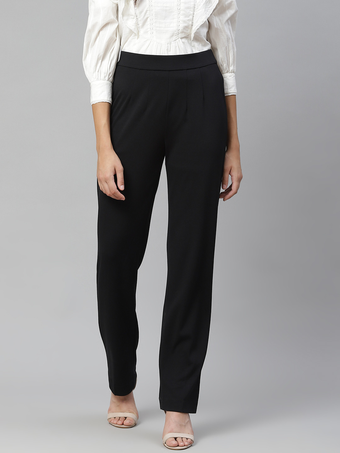 Marks & Spencer Women Jersey Straight Leg Trousers with Stretch