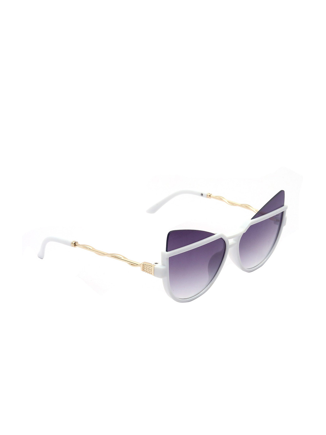 Spiky Unisex Kids Purple Lens & White Half Rim Browline Sunglasses 2954_WHT_VIO