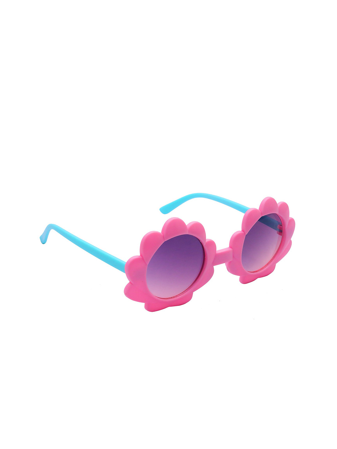 Spiky Unisex Kids Purple Lens & Pink Full Rim Round Sunglasses 3315_PINK_VIO