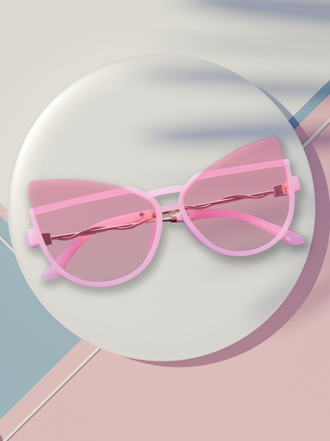 Spiky Kids Pink Half-Rim Cateye Sunglasses