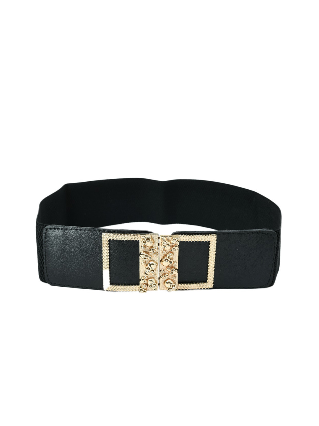 Kastner Women Black & Gold Embellished Canvas Belt For Dresses