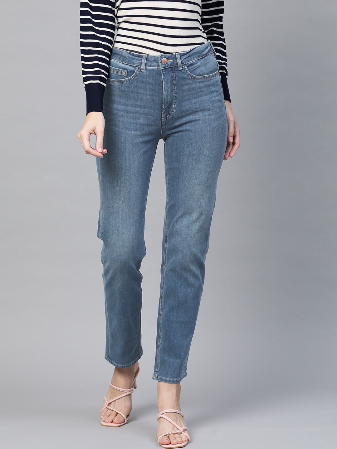 Marks & Spencer Women Blue Straight Fit Light Fade Stretchable Jeans