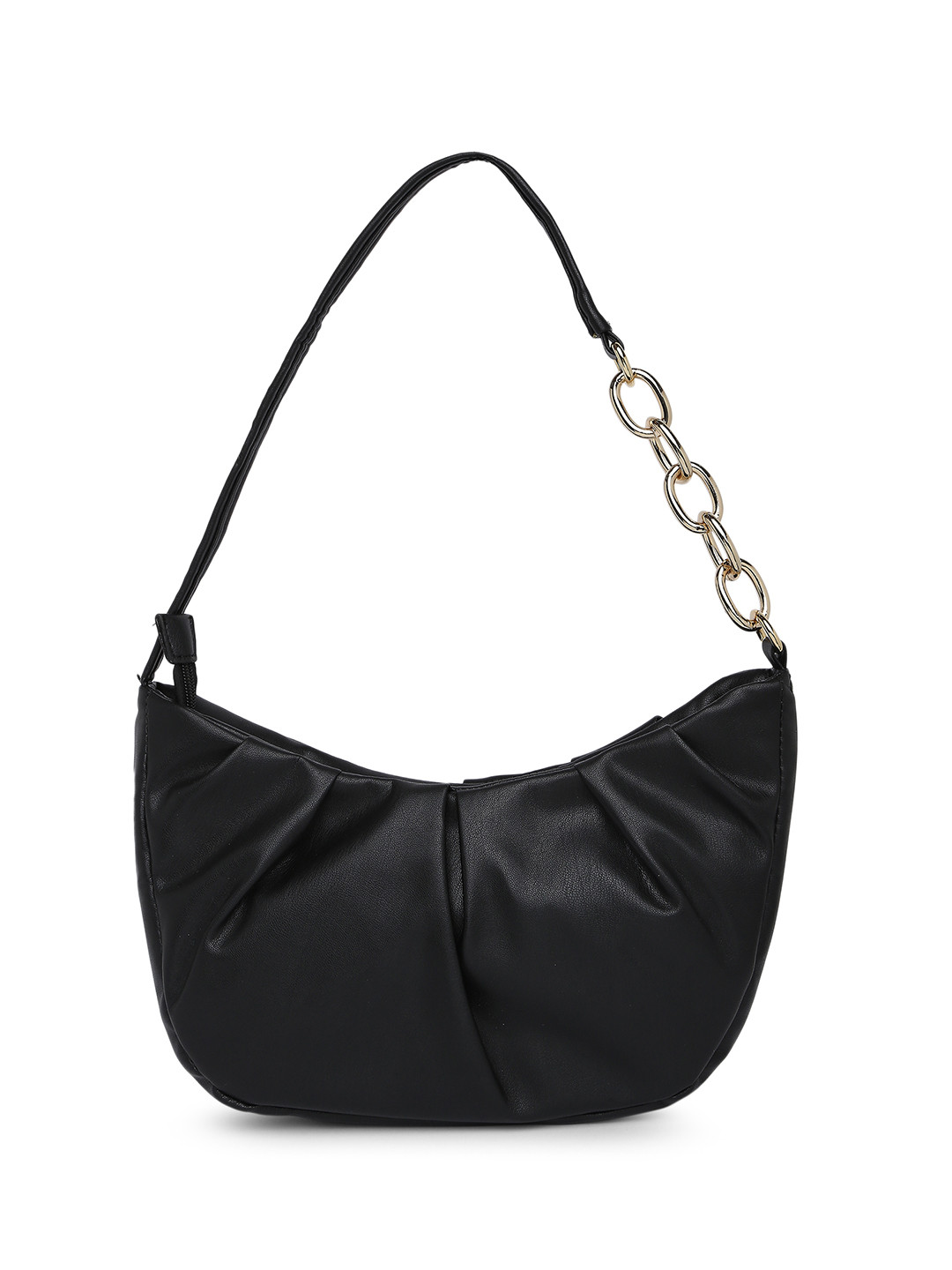 Accessorize London Women Faux Leather Stella Pleated Chain Shoulder