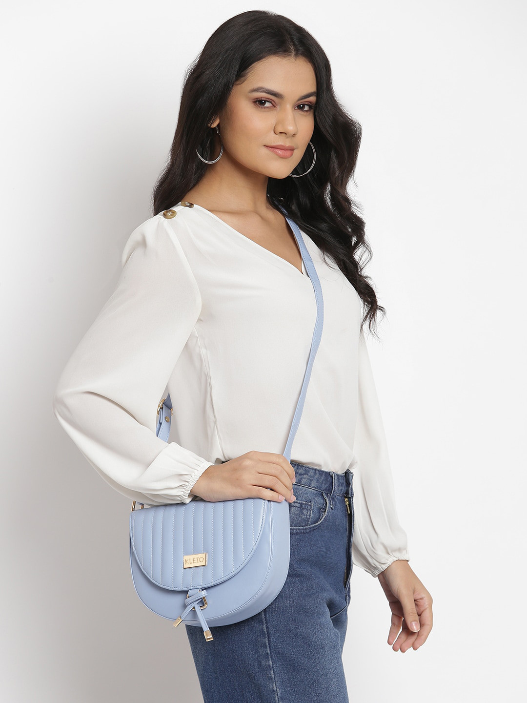 KLEIO Quilted Half Moon Sling Bag