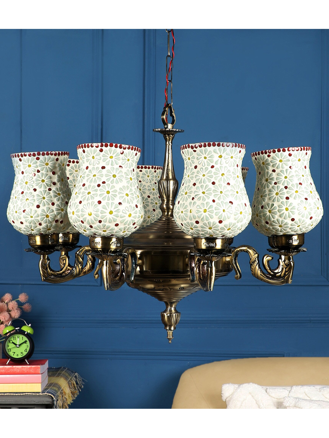 MFD HOME FURNISHING Copper-Toned & White Aluminium Traditional Chandelier