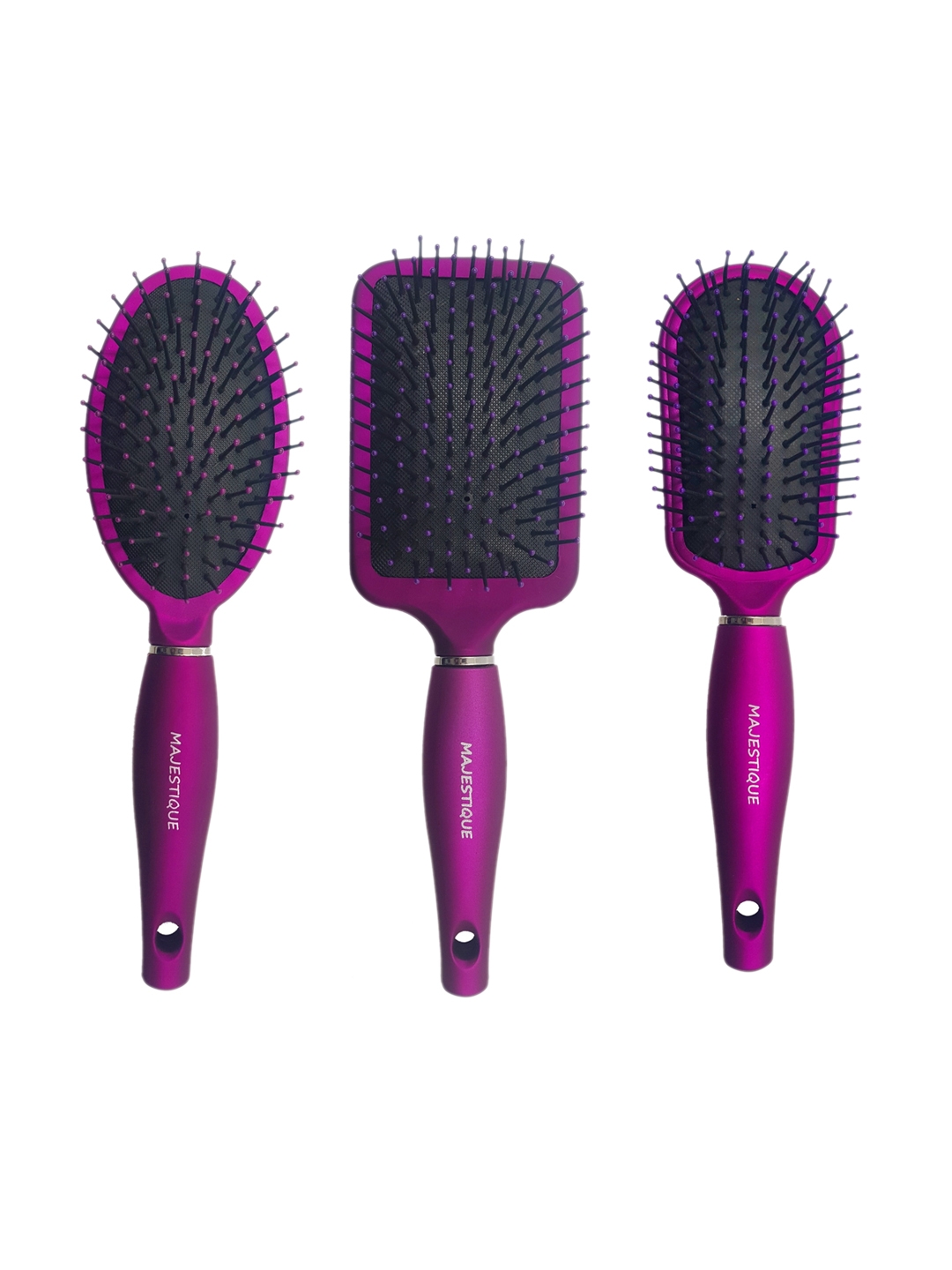 MAJESTIQUE Set of 3 Detangling Cushion   Hair Straightener Brushes