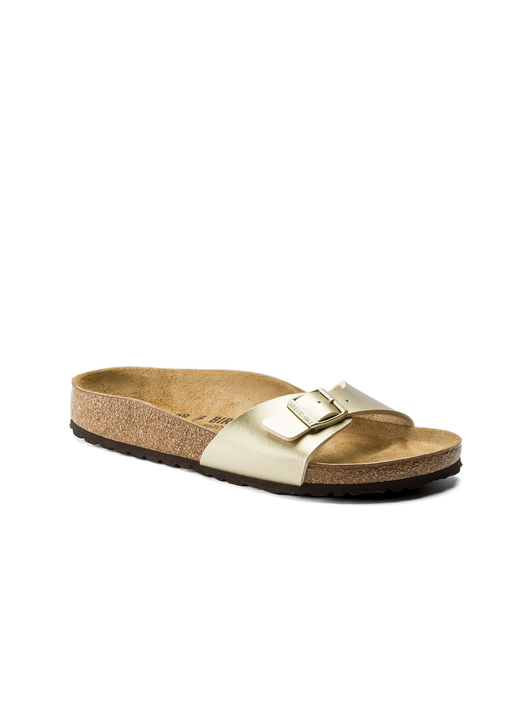 Birkenstock Madrid Gold Regular Width Birko-Flor One-Strap Sandals