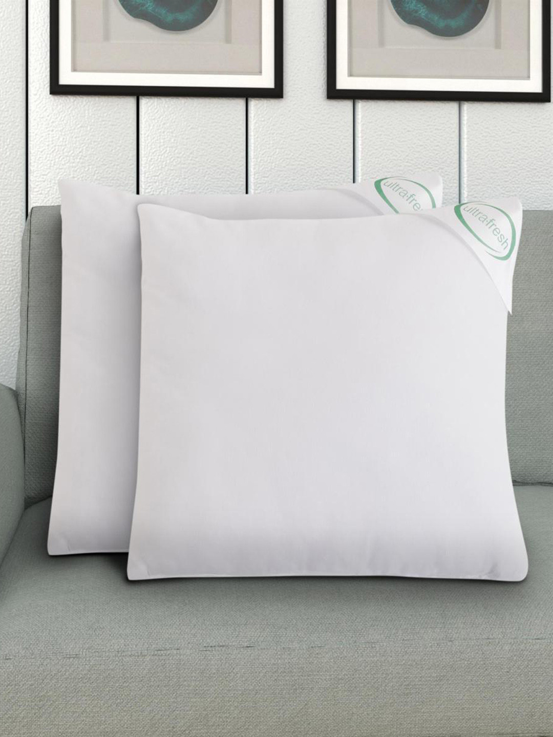 Home Centre Set Of 2 White Symphony Solid Cushions