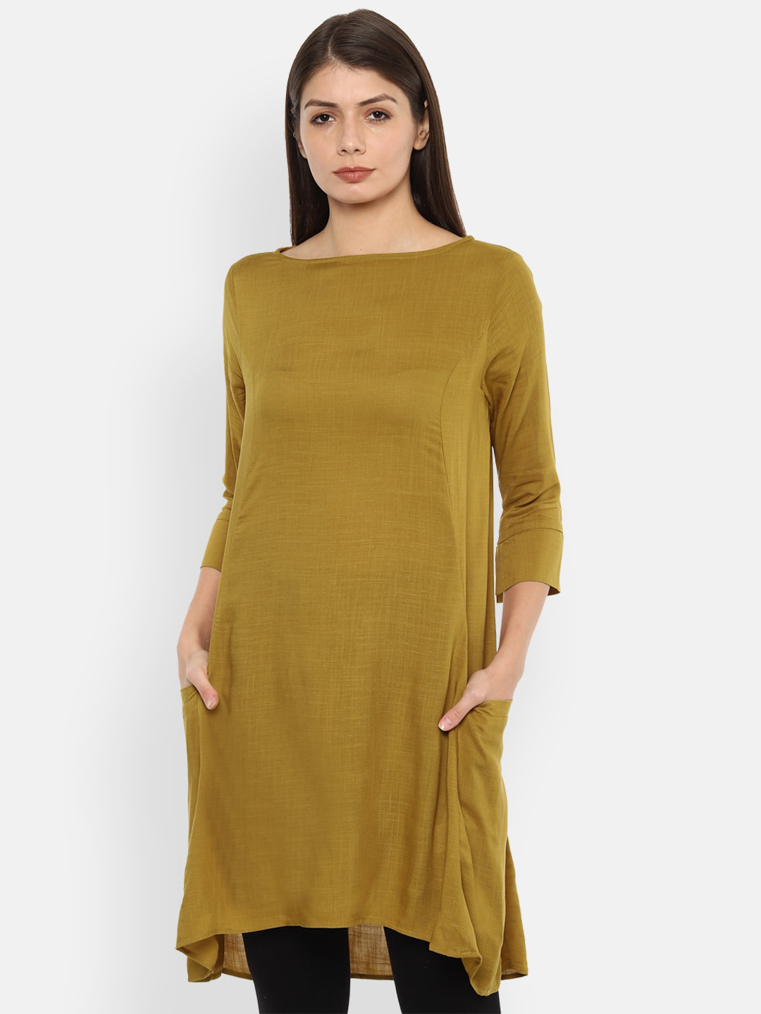 Van Heusen Woman Khaki Solid Tunic Dress