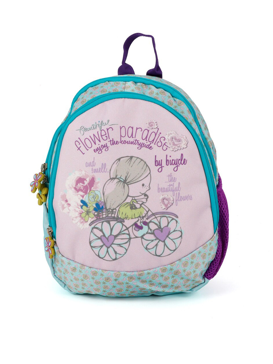 QIPS Girls Sea Green & Purple Graphic Backpack
