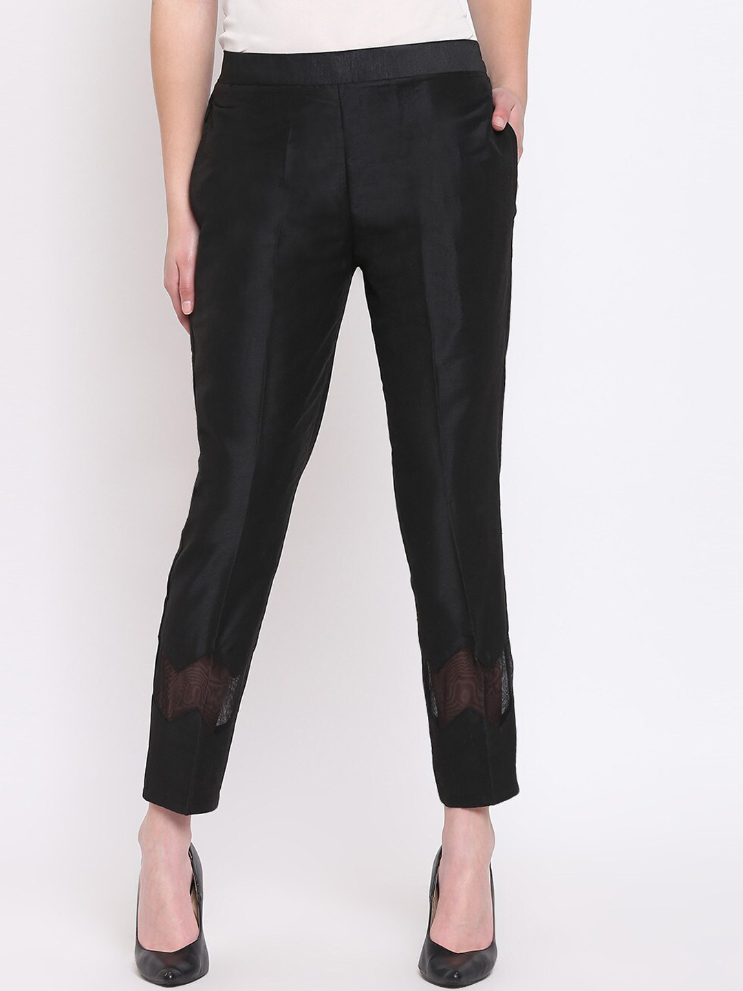 RIVI Women Black Low-Rise Trousers