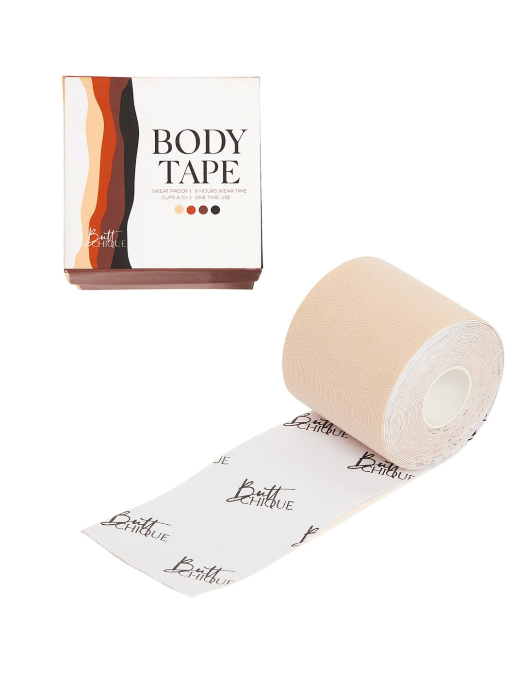 Butt-Chique Women Nude Coloured Solid Sweat Proof Cotton Adhesive Body Tape