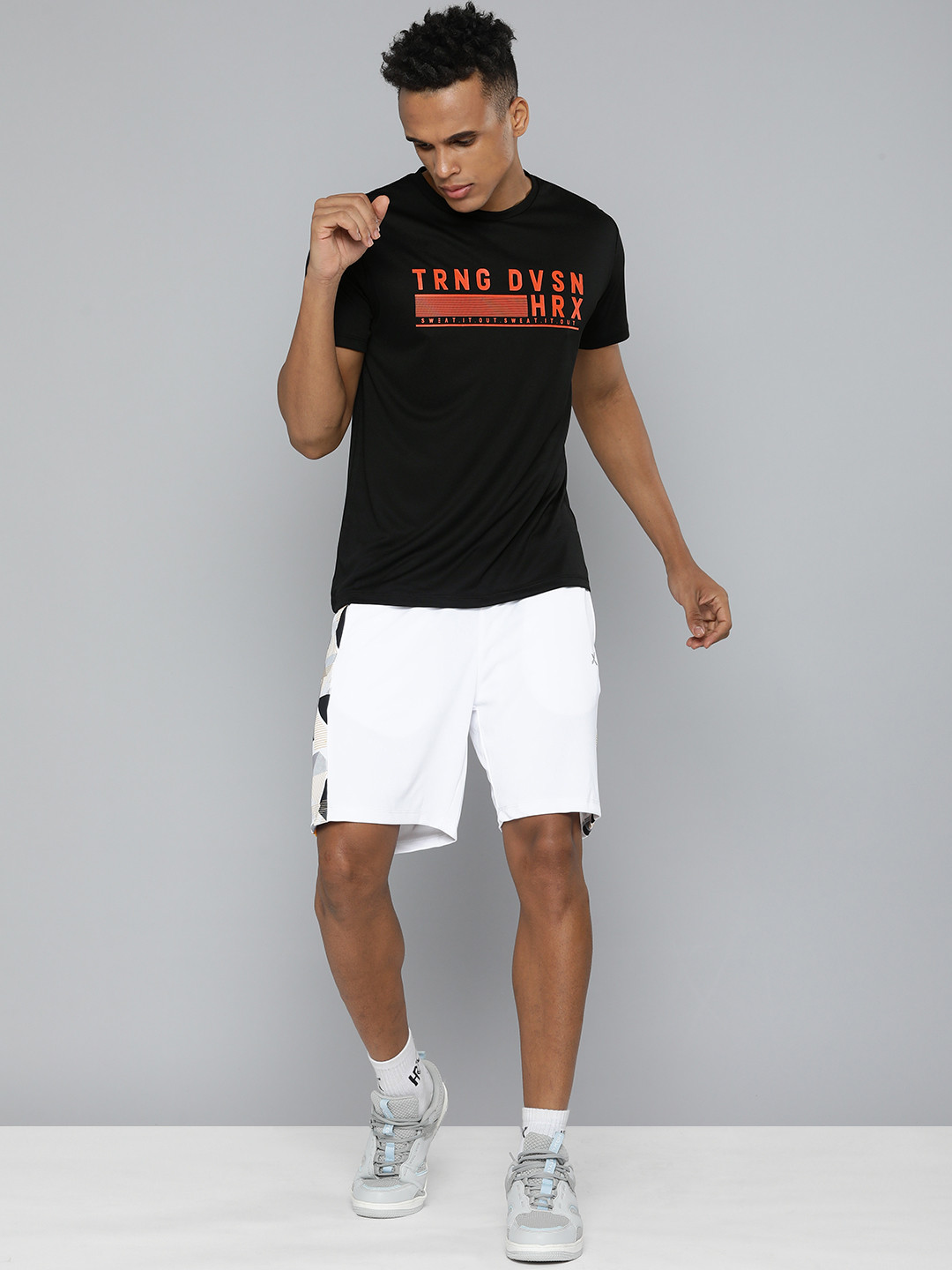 HRX By Hrithik Roshan Training Men Jet Black Rapid-Dry Typography Printed T-shirt