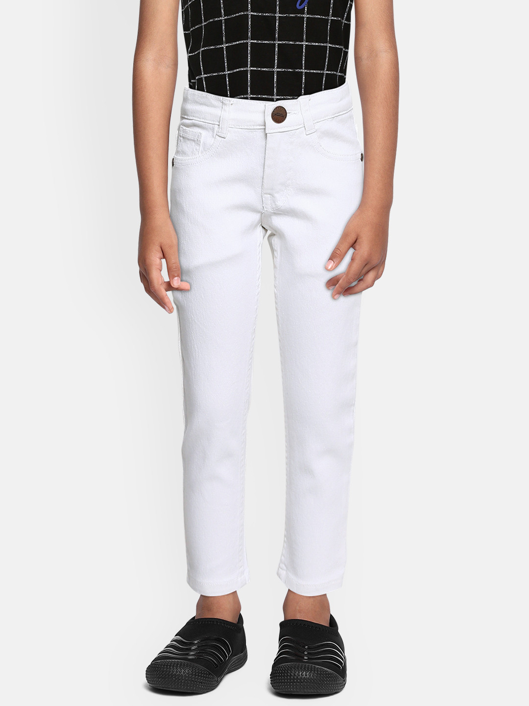 Urbano Juniors Boys White Slim Fit Acid Wash Stretchable Jeans