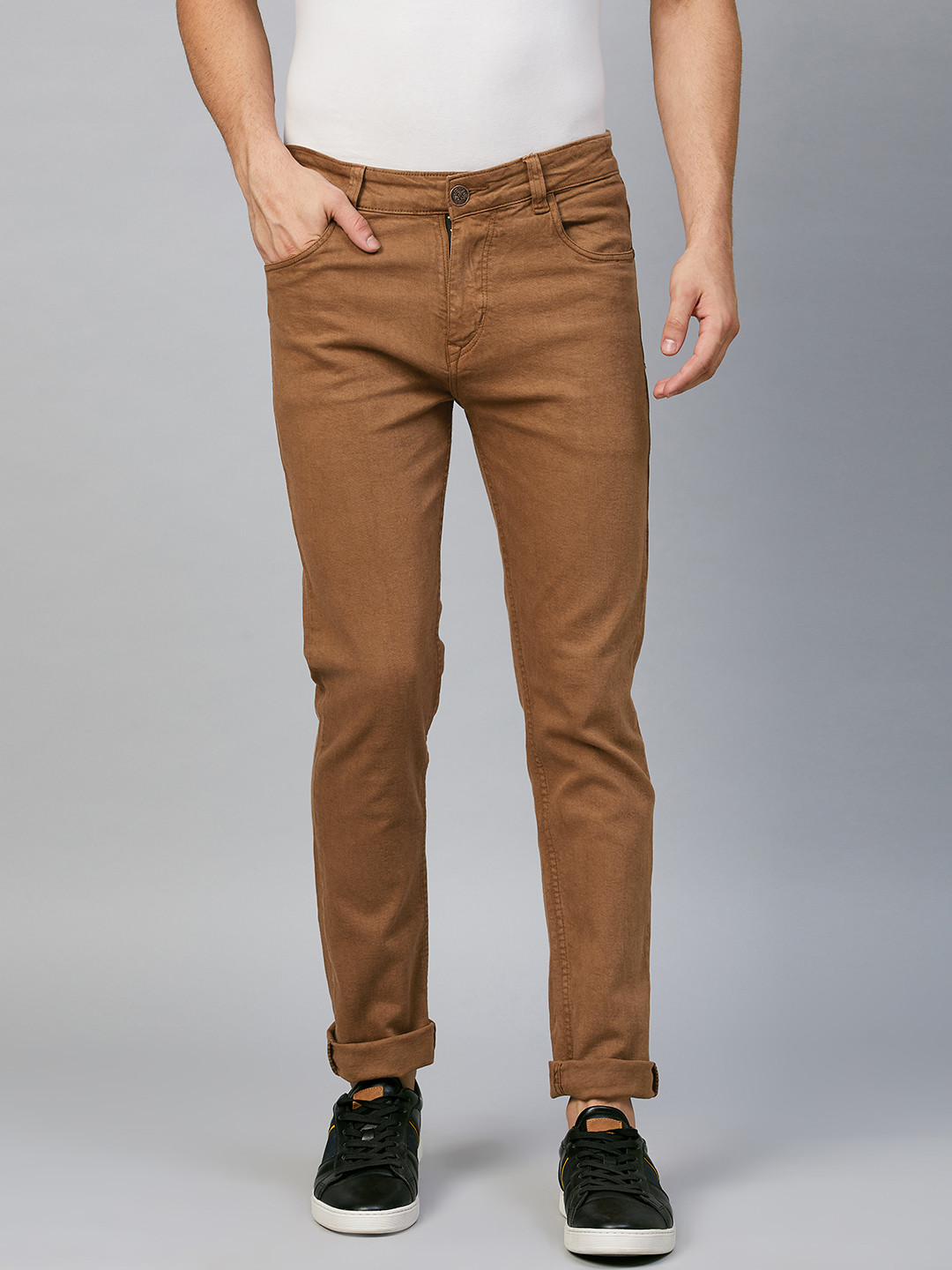 PARIS HAMILTON Men Brown Skinny Fit Stretchable Jeans