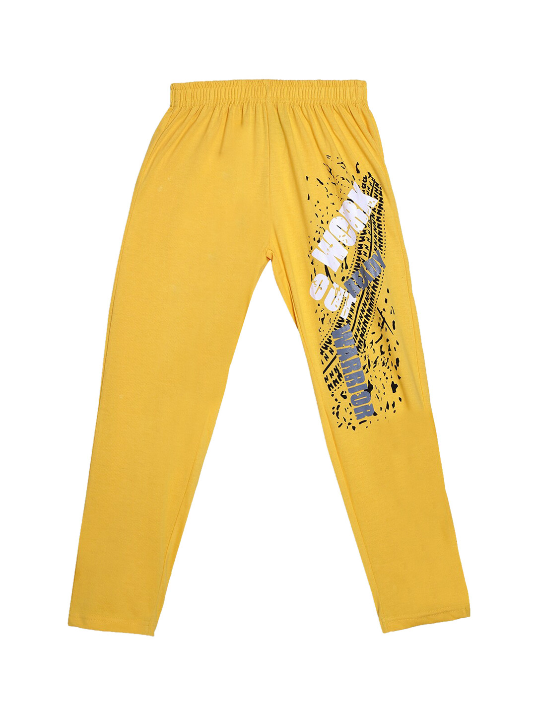 SWEET ANGEL Boys Yellow & White Ready Warrior Printed Straight-Fit Pure Cotton Track Pants