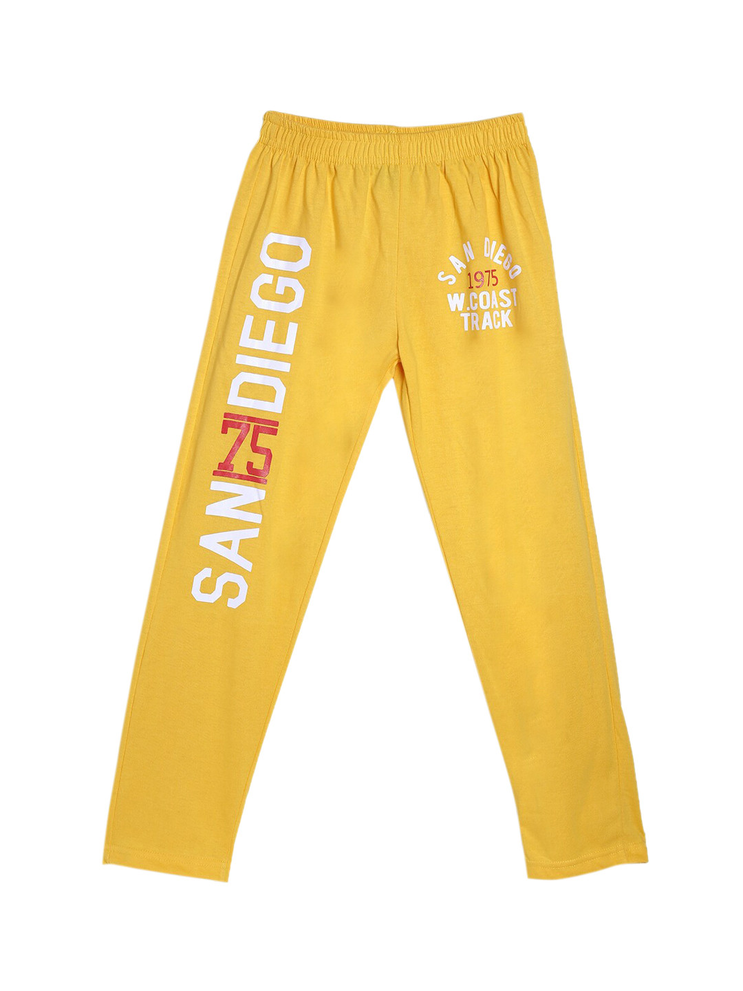 SWEET ANGEL Boys Yellow & White San 75 Diedo Printed Straight-Fit Pure Cotton Track Pants
