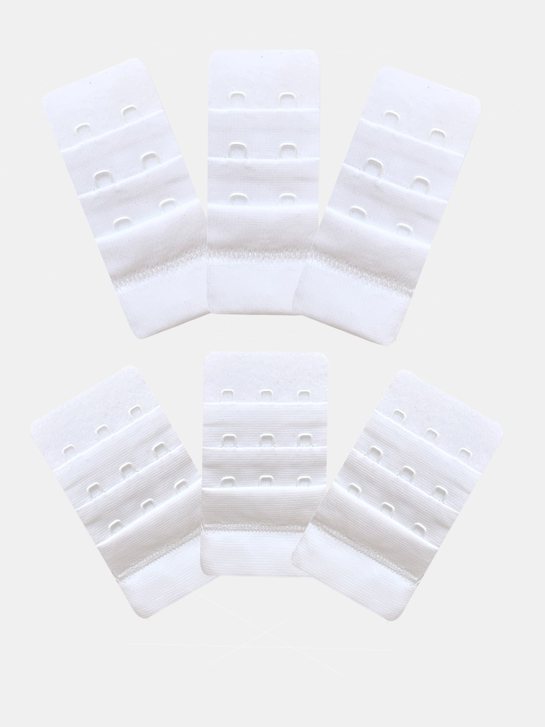Inner Sense Women Pack Of 6 White Solid Hook & Eye Bra Extenders
